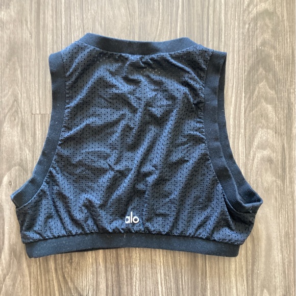 Alo Yoga Mesh All-Star Wide Leg Pant and Bra Tank in Black - Picture 6 of 10